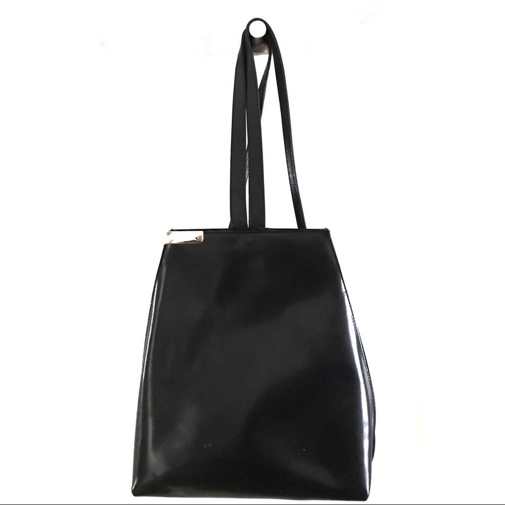 FURLA black patent leather backpack